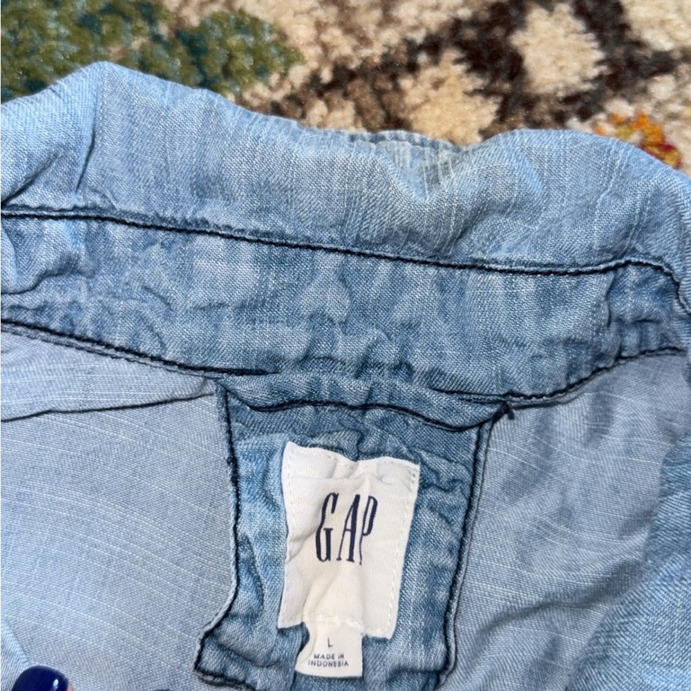 Light Blue Button-Front Utility Jacket GAP - Picture 5 of 5